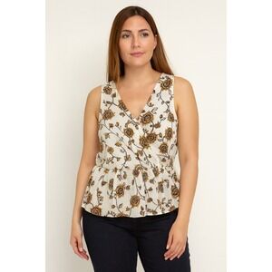 a.n.a Sleeveless Floral Print Peplum Top‎ Boho Cottage Flowy 100% Cotton Medium